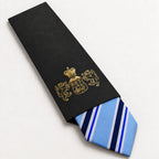 Sky Blue and Navy Stripe Silk Tie in George Neale premium packaging