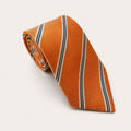 A rolled George Neale orange stripe silk tie.