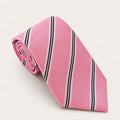 A rolled George Neale pink stripe silk tie.