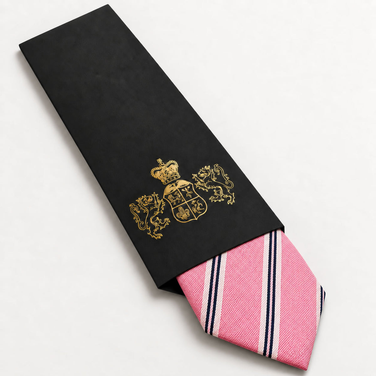 Pink Stripe Silk Tie in George Neale premium packaging